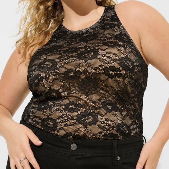 Torrid Black Lace High Neck Tank Top | Size 4X (26) - Picture 1 of 8